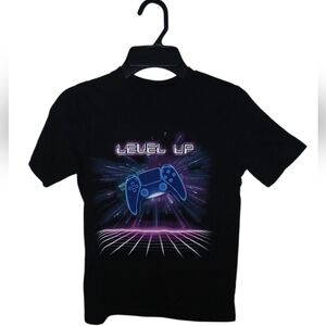 Black Gaming T-Shirt with Blue Controller Design